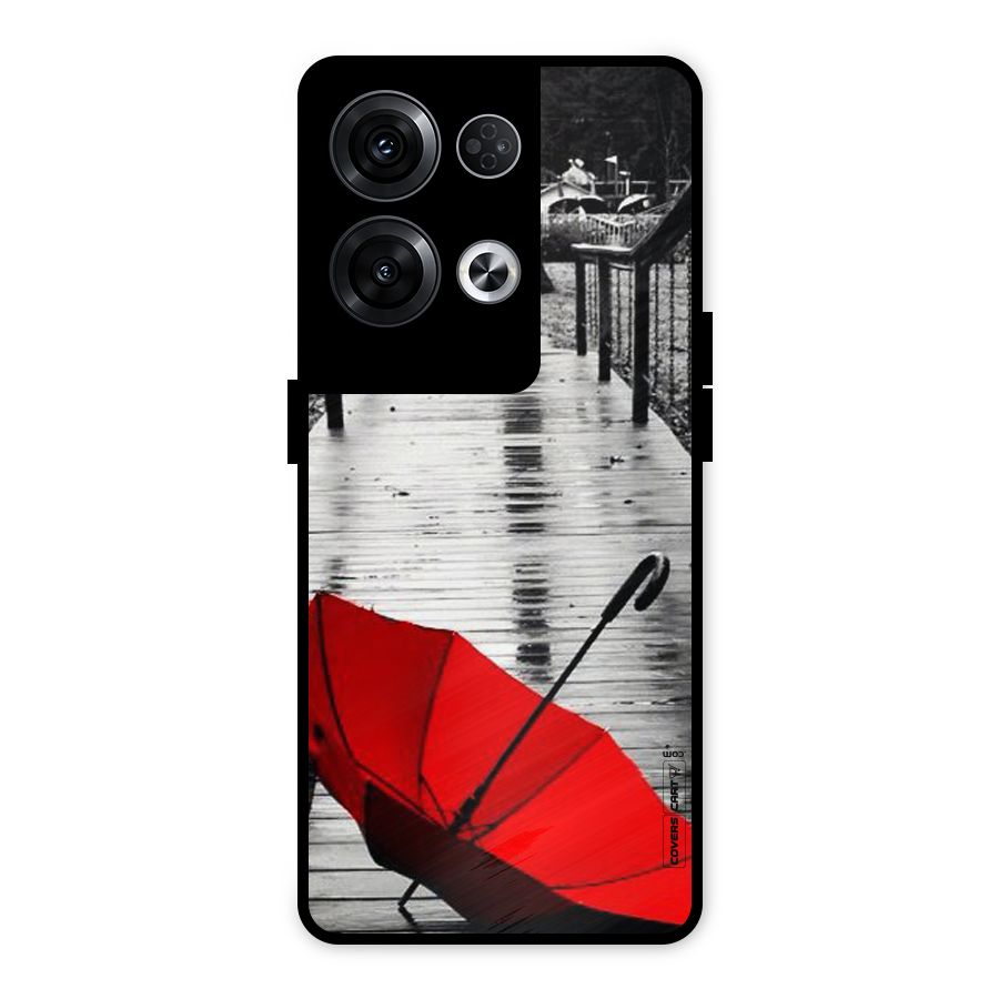 Rainy Red Umbrella Metal Back Case for Oppo Reno8 Pro 5G