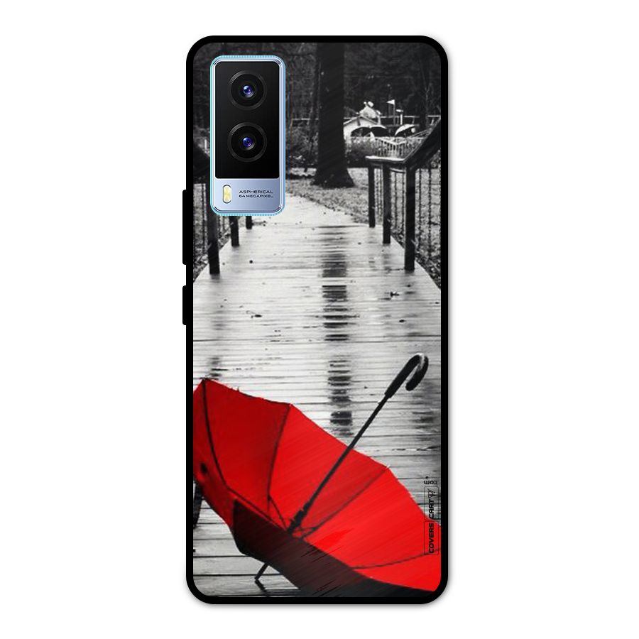 Rainy Red Umbrella Metal Back Case for Vivo V21e 5G