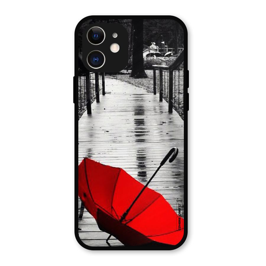 Rainy Red Umbrella Metal Back Case for iPhone 12