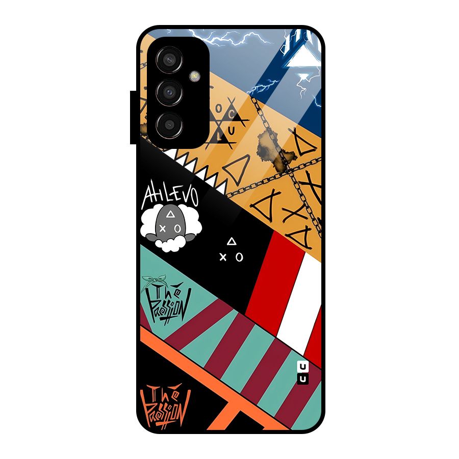 Random Abstracts Art Slant Stripes Glass Back Case for Galaxy F13