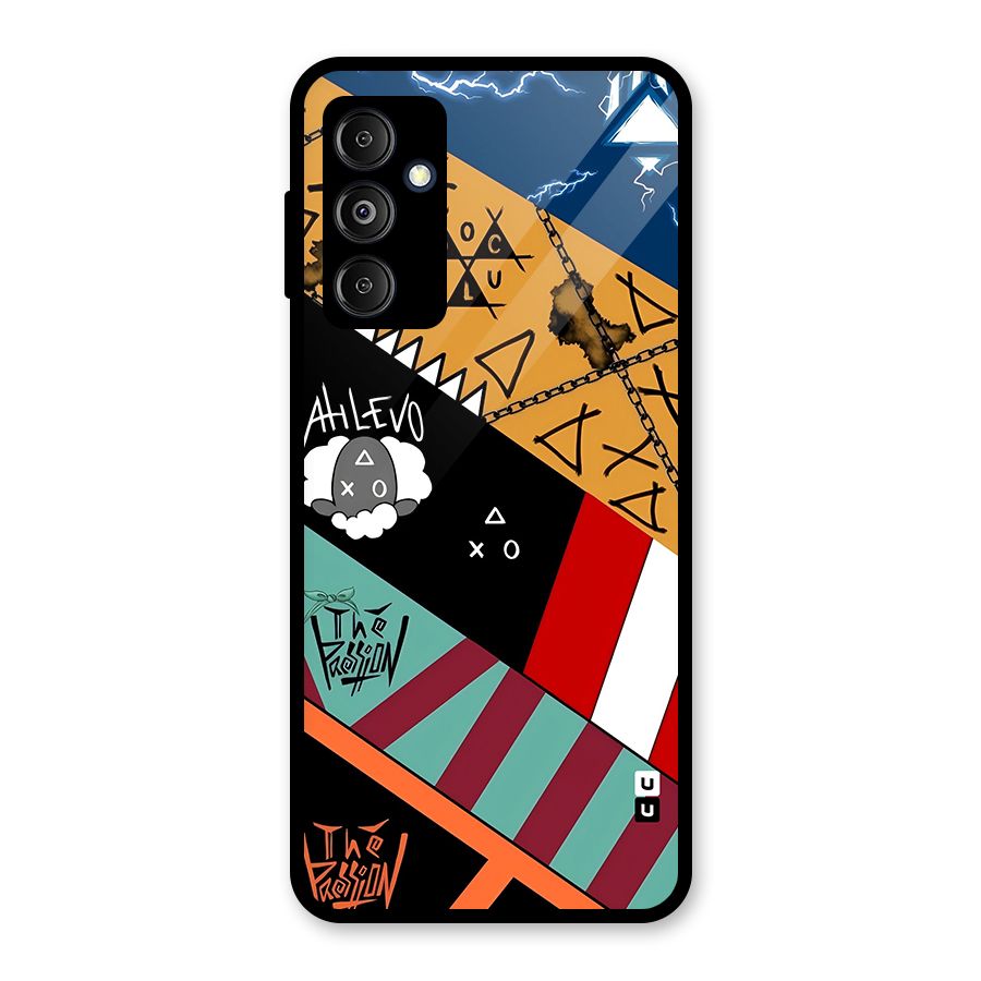 Random Abstracts Art Slant Stripes Glass Back Case for Galaxy M14 5G