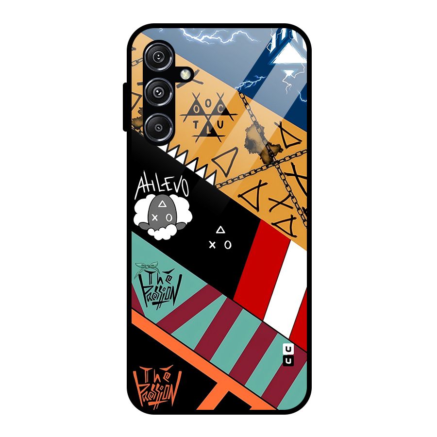 Random Abstracts Art Slant Stripes Glass Back Case for Galaxy M34 5G