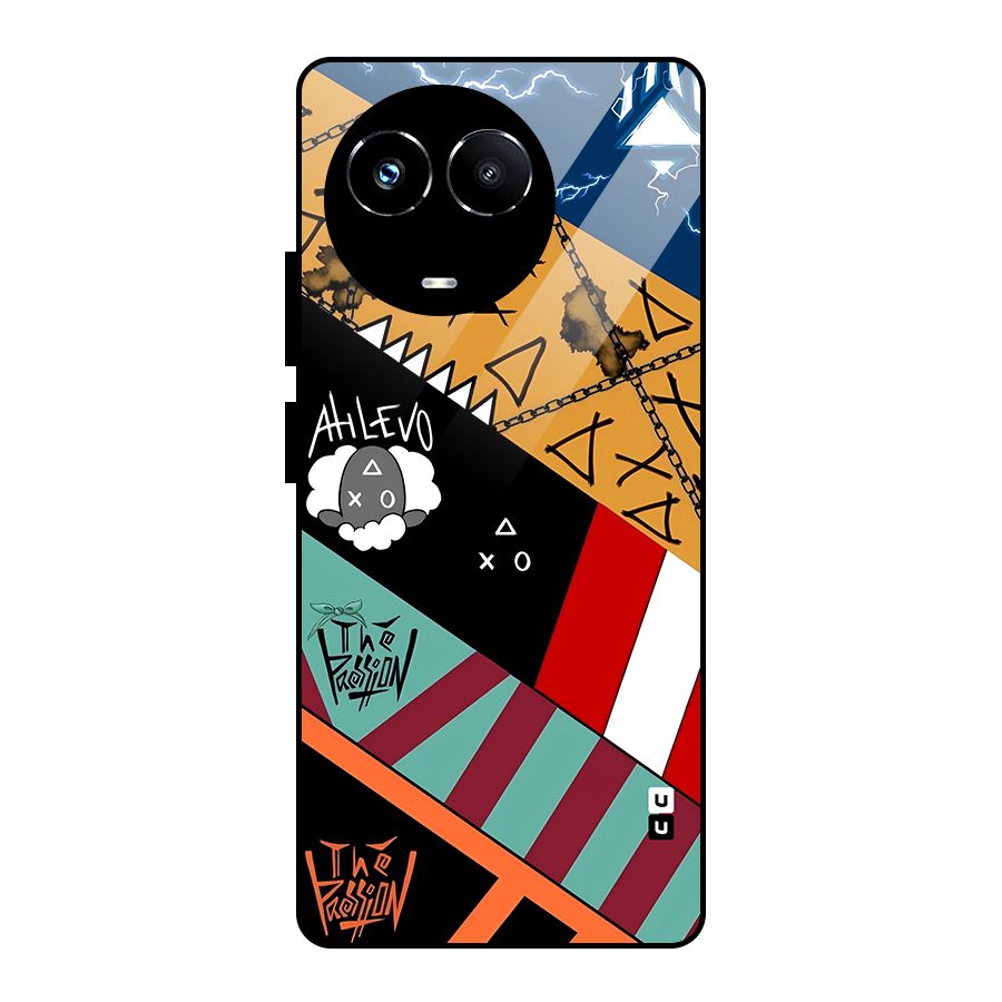 Random Abstracts Art Slant Stripes Glass Back Case for Realme 11X