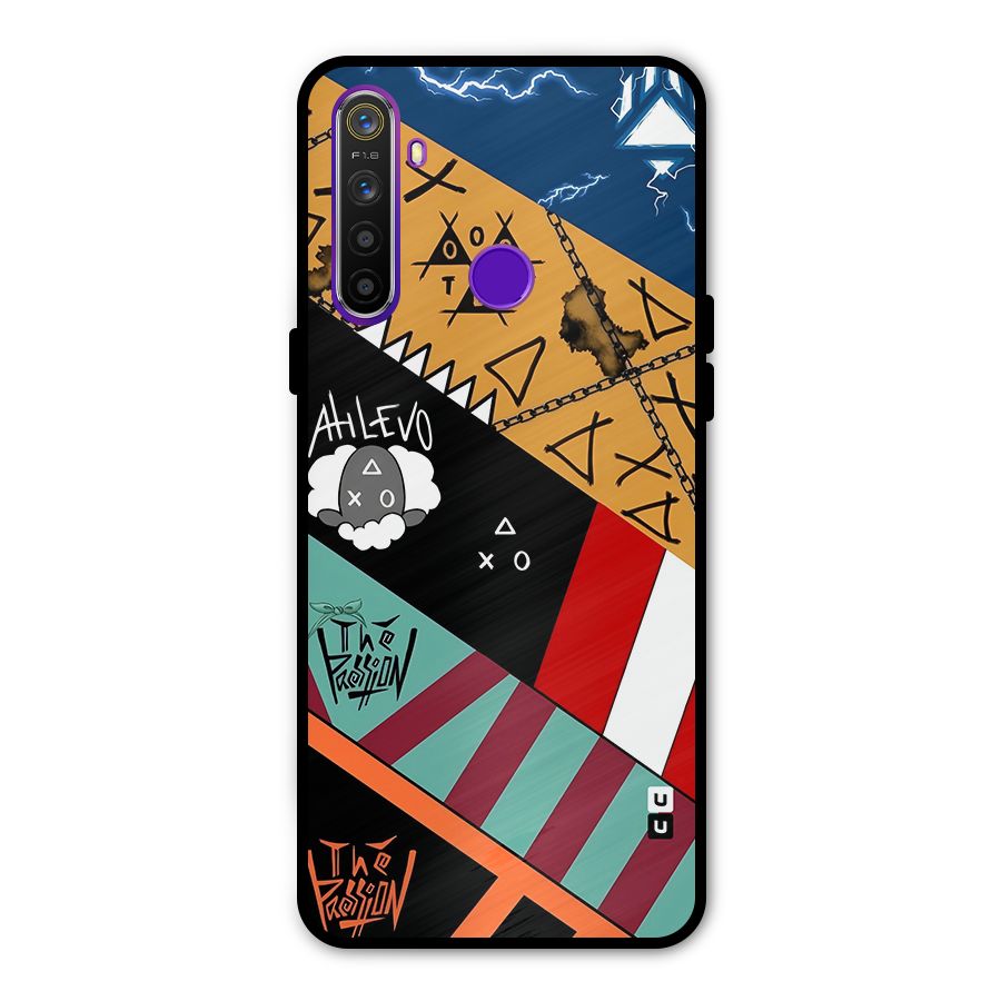 Random Abstracts Art Slant Stripes Glass Back Case for Realme 5s