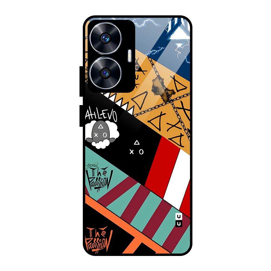Random Abstracts Art Slant Stripes Glass Back Case for Realme Narzo N55