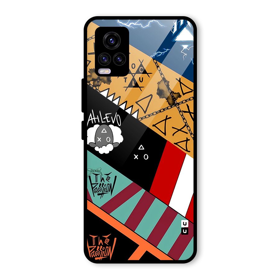 Random Abstracts Art Slant Stripes Glass Back Case for Vivo V20 2021