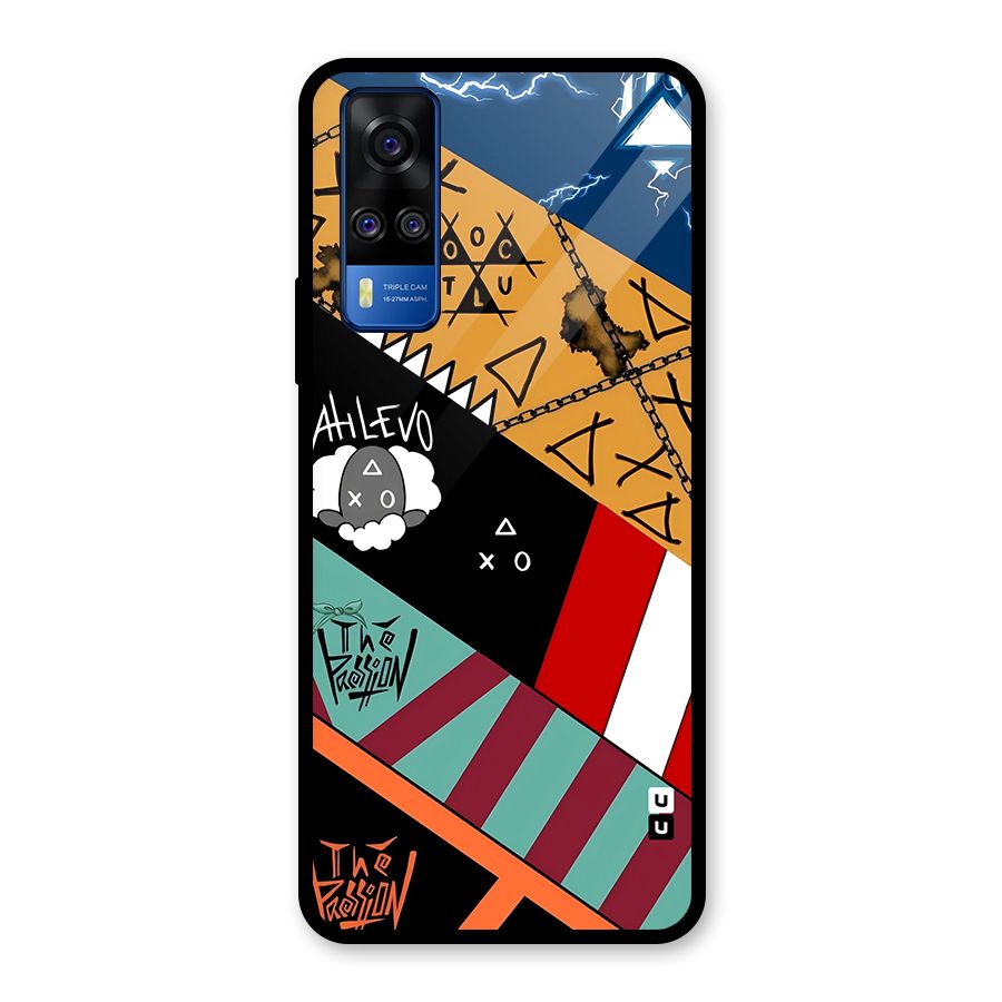 Random Abstracts Art Slant Stripes Glass Back Case for Vivo Y31