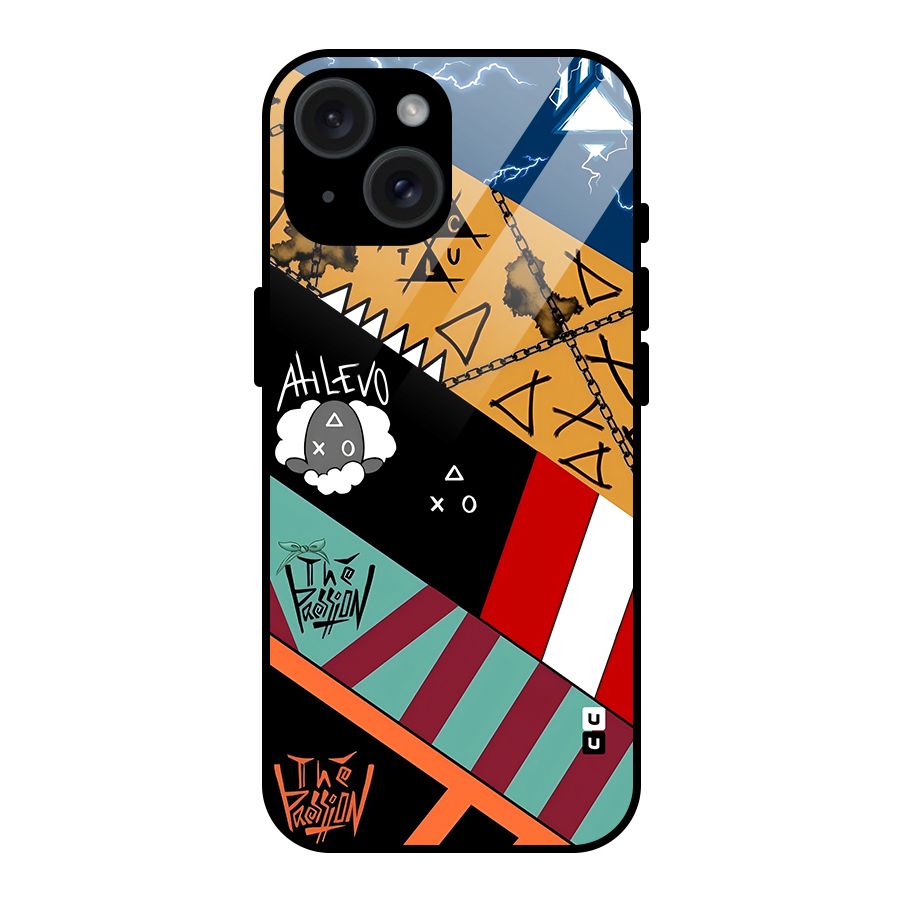 Random Abstracts Art Slant Stripes Glass Back Case for iPhone 15