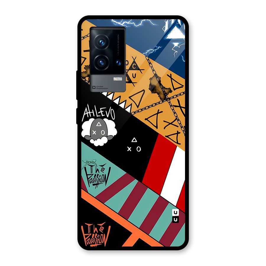 Random Abstracts Art Slant Stripes Glass Back Case for iQOO 9 5G