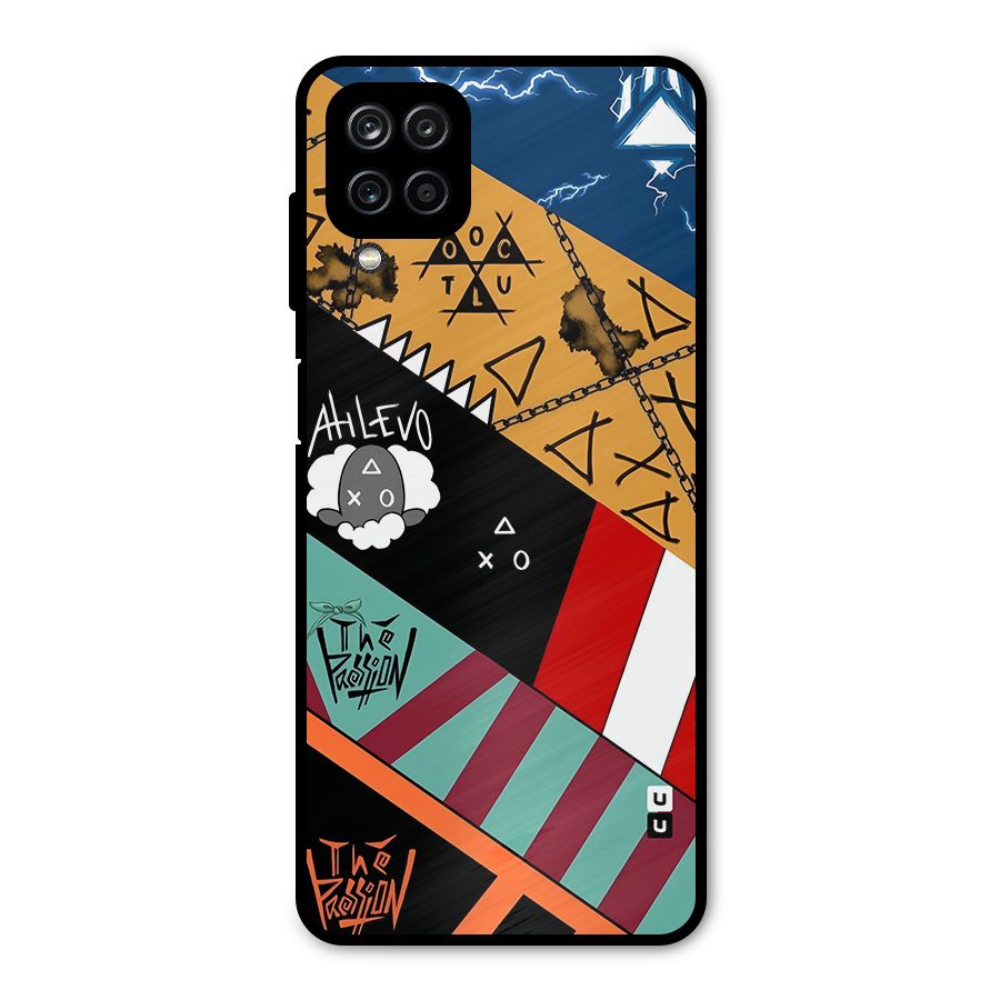 Random Abstracts Art Slant Stripes Metal Back Case for Galaxy A12