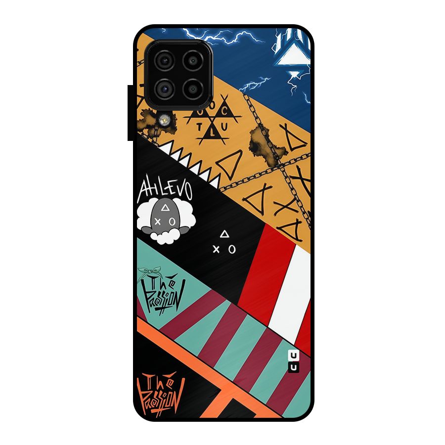 Random Abstracts Art Slant Stripes Metal Back Case for Galaxy A22 4G