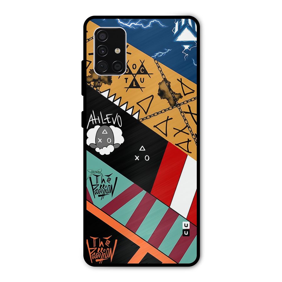 Random Abstracts Art Slant Stripes Metal Back Case for Galaxy A51