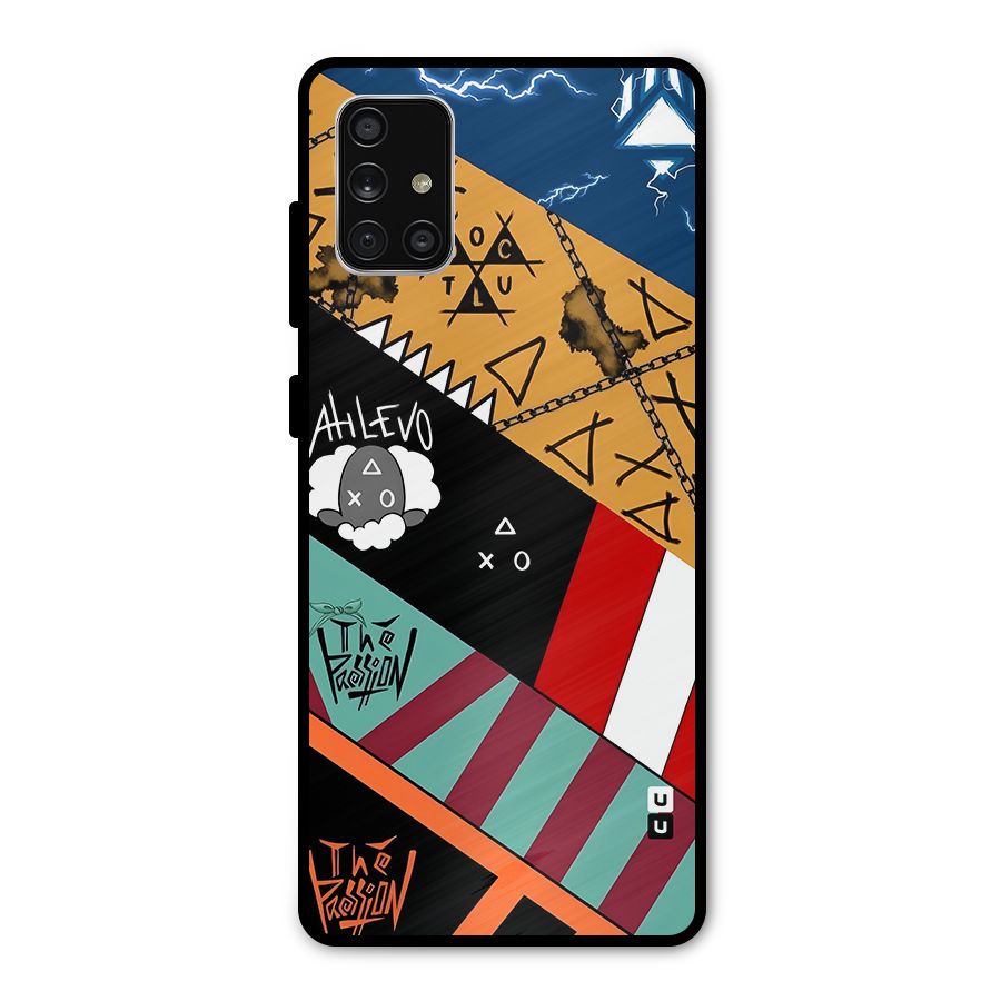 Random Abstracts Art Slant Stripes Metal Back Case for Galaxy A71
