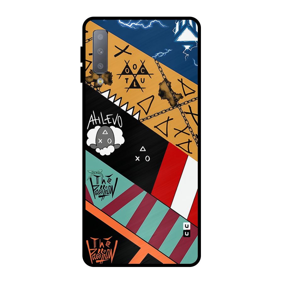 Random Abstracts Art Slant Stripes Metal Back Case for Galaxy A7 (2018)