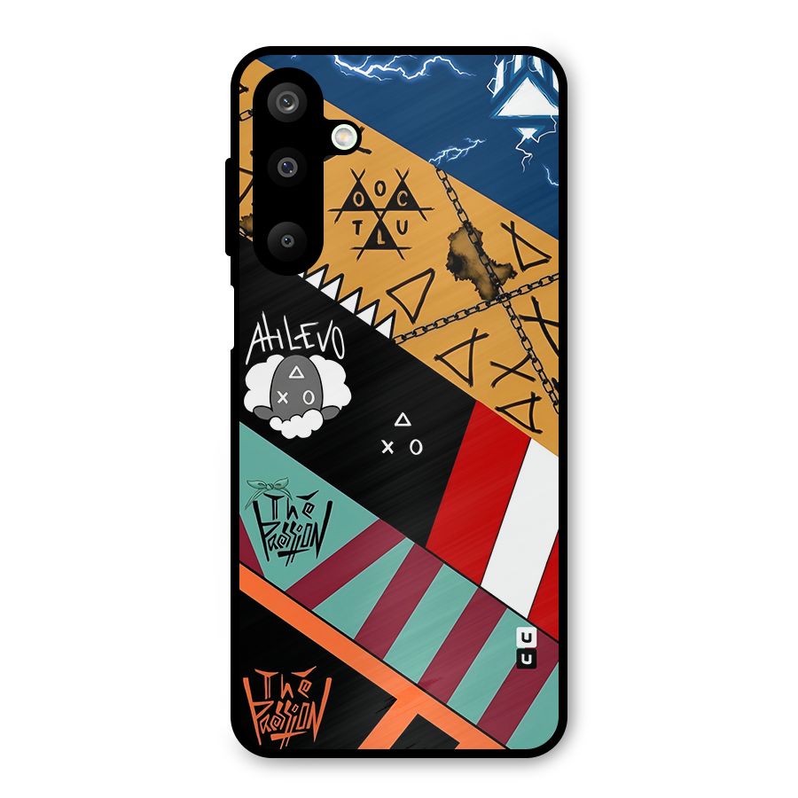 Random Abstracts Art Slant Stripes Metal Back Case for Galaxy M16
