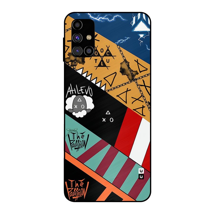 Random Abstracts Art Slant Stripes Metal Back Case for Galaxy M31s