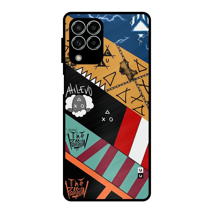 Random Abstracts Art Slant Stripes Metal Back Case for Galaxy M33