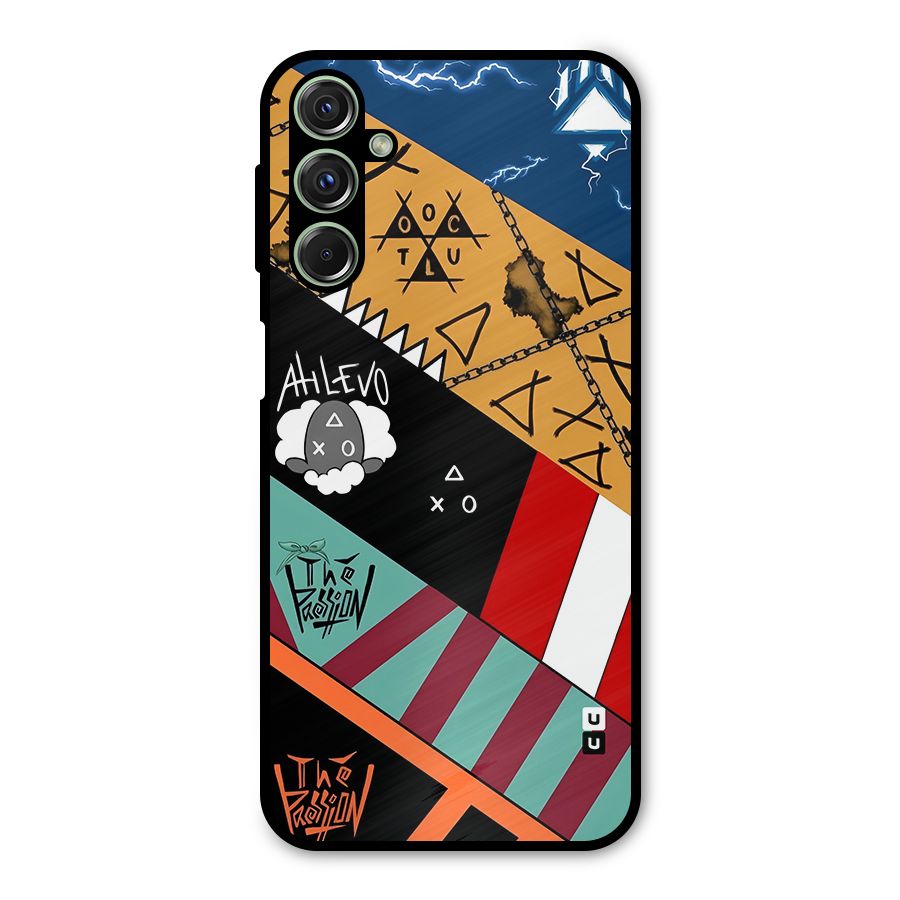 Random Abstracts Art Slant Stripes Metal Back Case for Galaxy M34