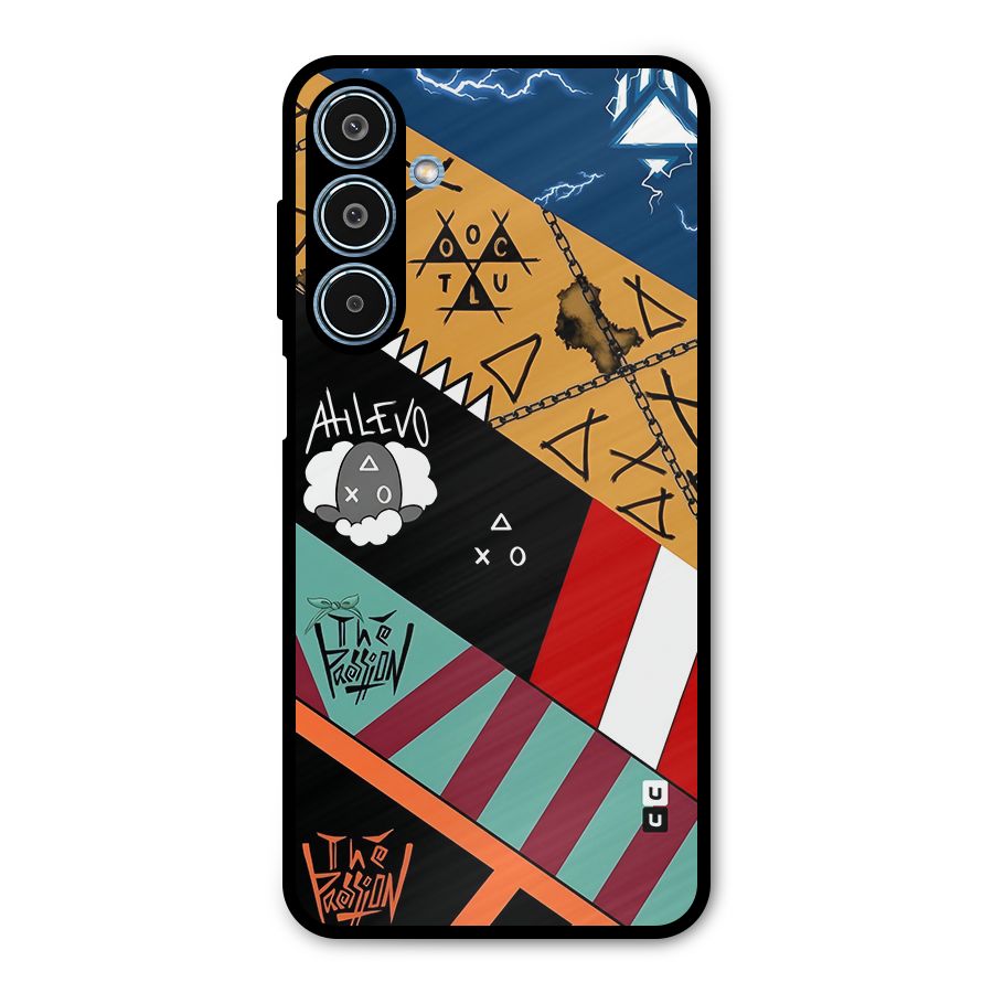 Random Abstracts Art Slant Stripes Metal Back Case for Galaxy M35