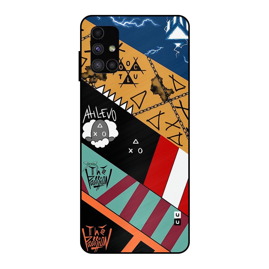 Random Abstracts Art Slant Stripes Metal Back Case for Galaxy M51