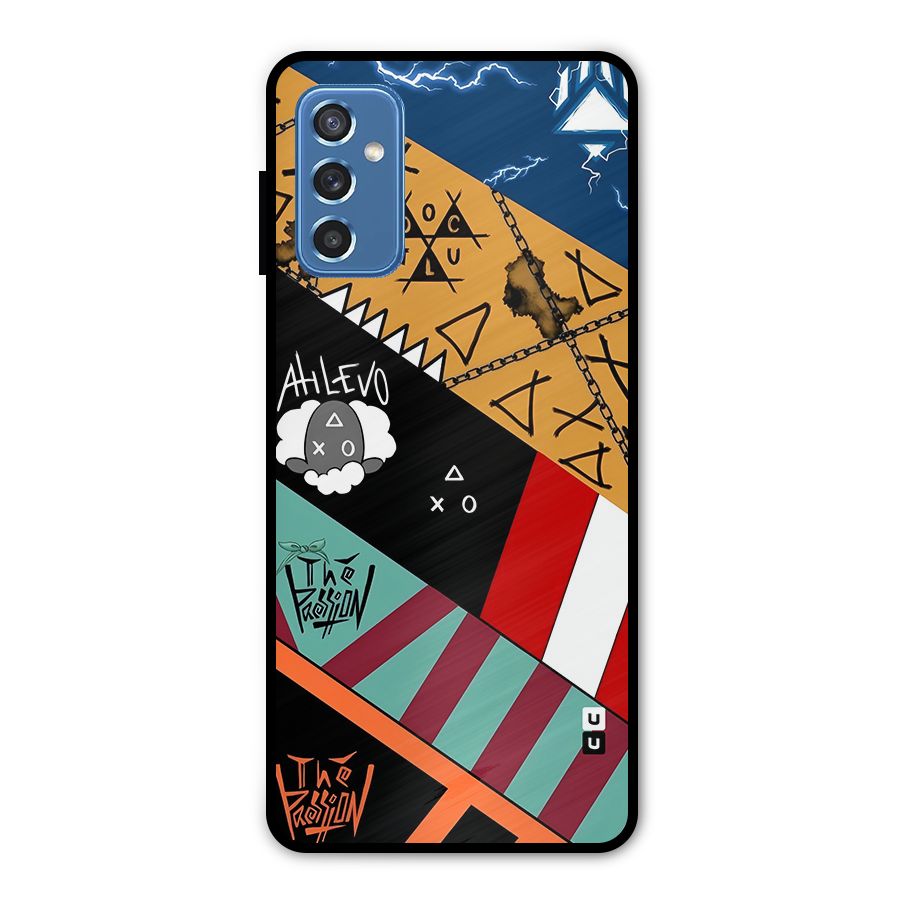 Random Abstracts Art Slant Stripes Metal Back Case for Galaxy M52 5G