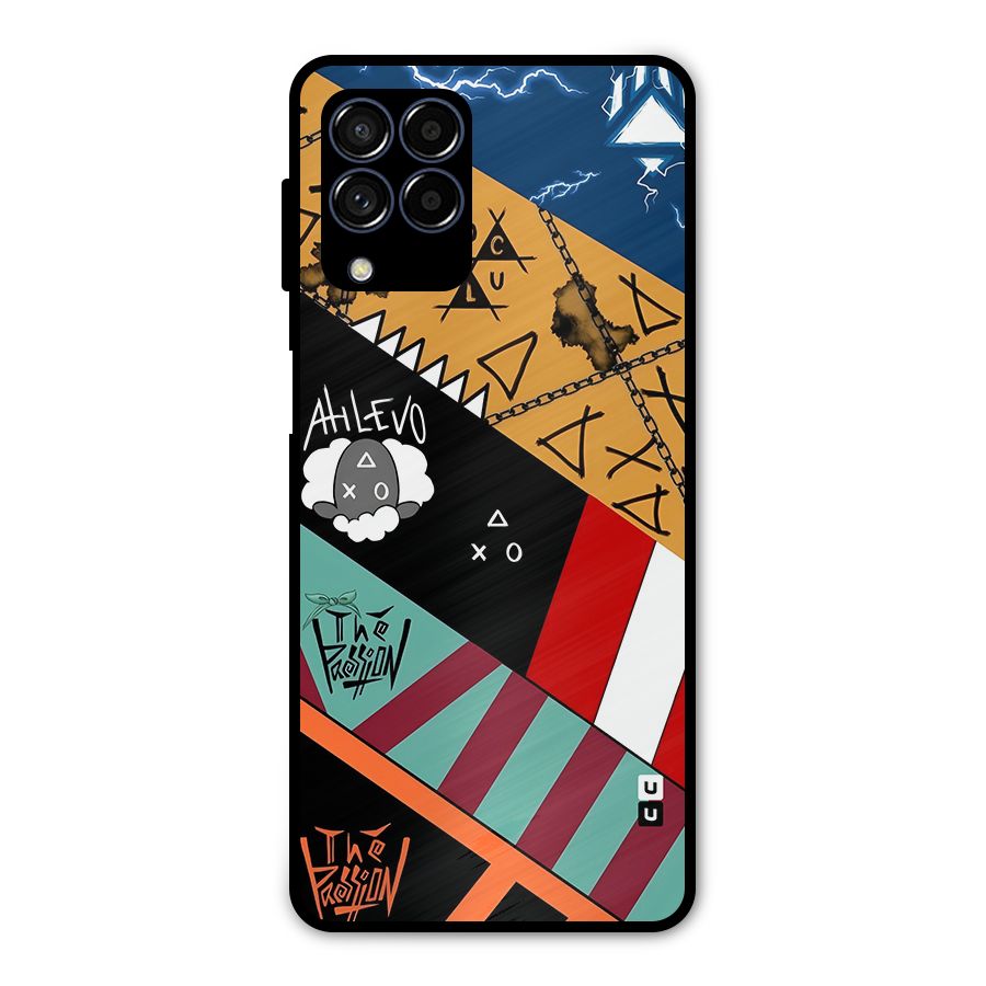 Random Abstracts Art Slant Stripes Metal Back Case for Galaxy M53 5G