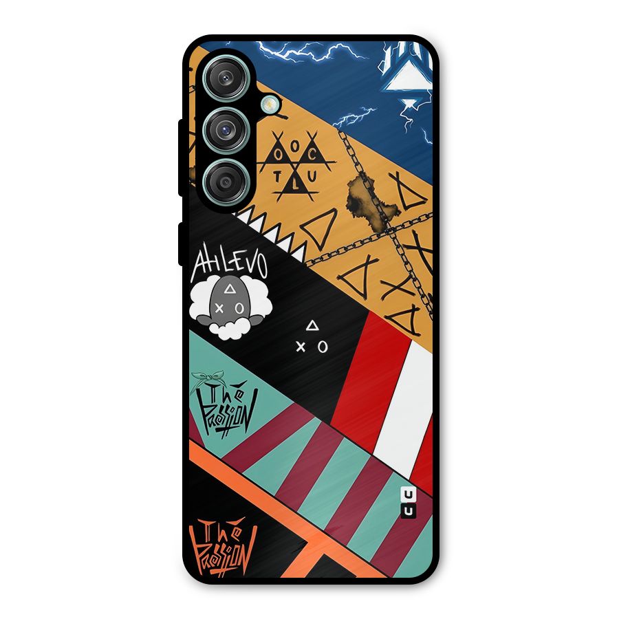 Random Abstracts Art Slant Stripes Metal Back Case for Galaxy M55 5G