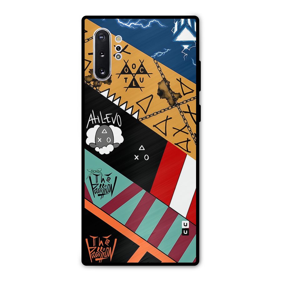 Random Abstracts Art Slant Stripes Metal Back Case for Galaxy Note 10 Plus