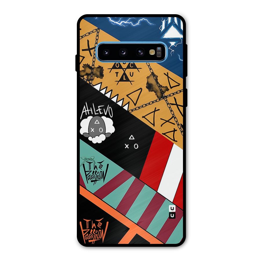 Random Abstracts Art Slant Stripes Metal Back Case for Galaxy S10