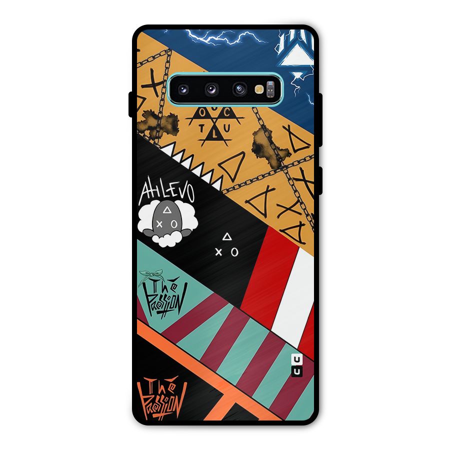 Random Abstracts Art Slant Stripes Metal Back Case for Galaxy S10 Plus
