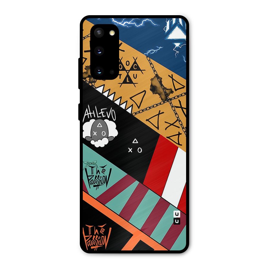 Random Abstracts Art Slant Stripes Metal Back Case for Galaxy S20
