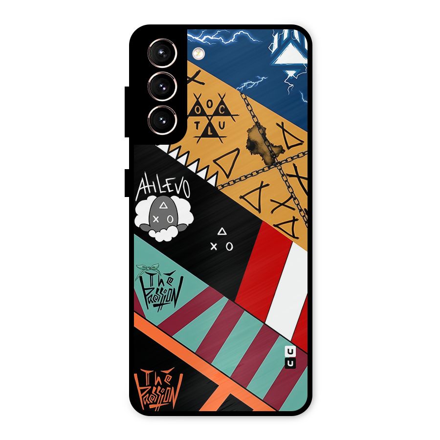 Random Abstracts Art Slant Stripes Metal Back Case for Galaxy S21 5G