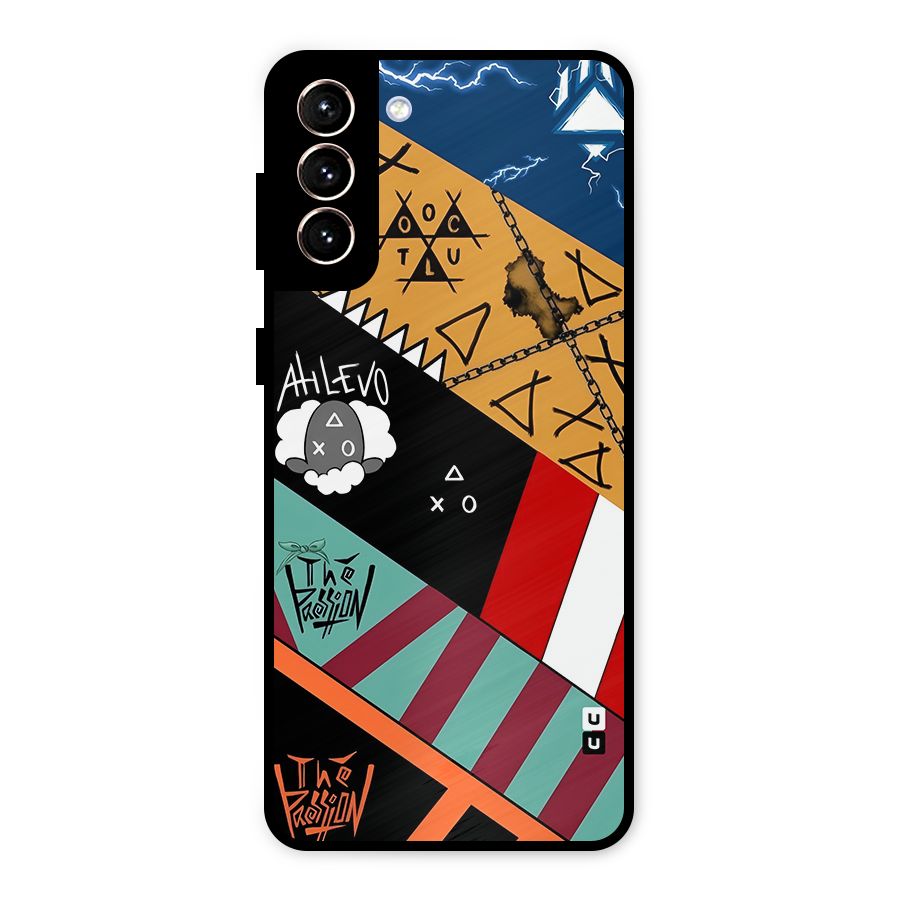 Random Abstracts Art Slant Stripes Metal Back Case for Galaxy S21 Plus