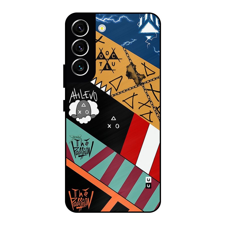 Random Abstracts Art Slant Stripes Metal Back Case for Galaxy S22 5G