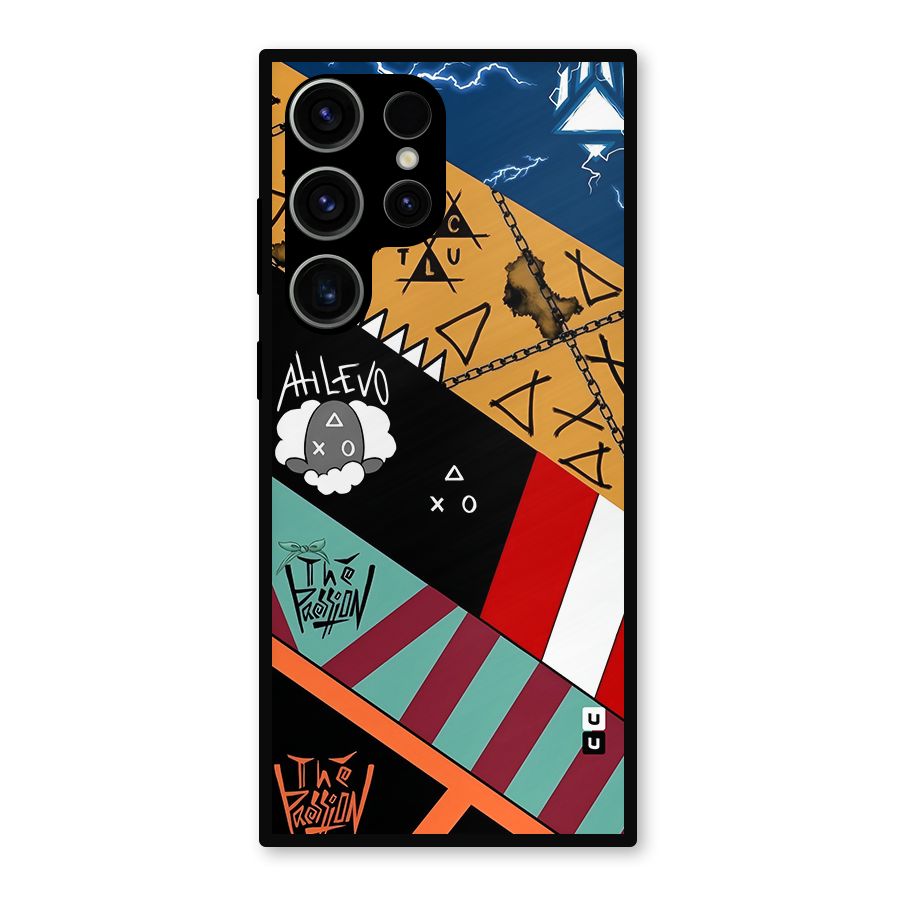 Random Abstracts Art Slant Stripes Metal Back Case for Galaxy S23 Ultra