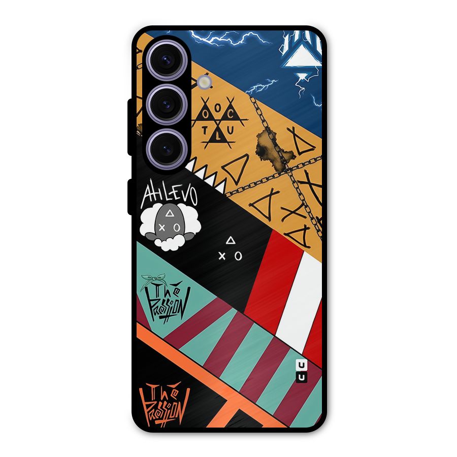 Random Abstracts Art Slant Stripes Metal Back Case for Galaxy S24