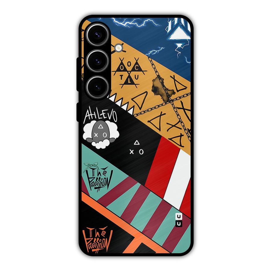 Random Abstracts Art Slant Stripes Metal Back Case for Galaxy S24 Plus