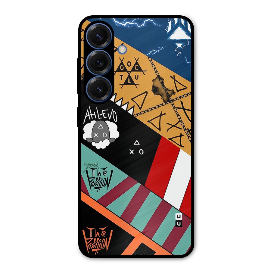 Random Abstracts Art Slant Stripes Metal Back Case for Galaxy S25