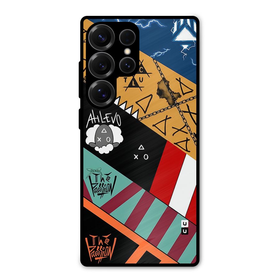 Random Abstracts Art Slant Stripes Metal Back Case for Galaxy S25 Ultra