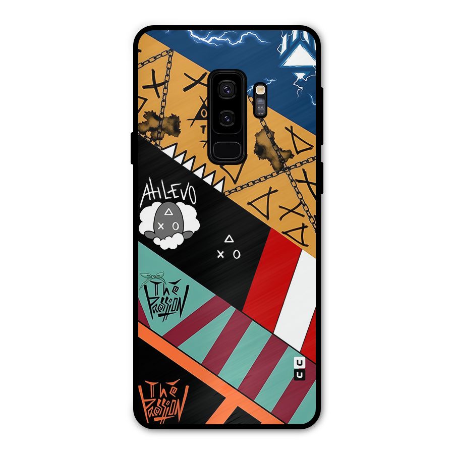 Random Abstracts Art Slant Stripes Metal Back Case for Galaxy S9 Plus