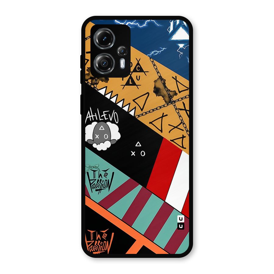 Random Abstracts Art Slant Stripes Metal Back Case for Moto G13