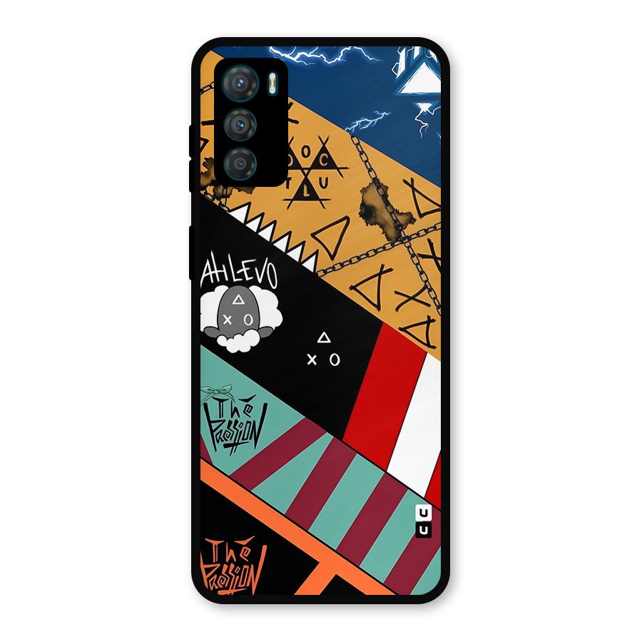 Random Abstracts Art Slant Stripes Metal Back Case for Moto G42