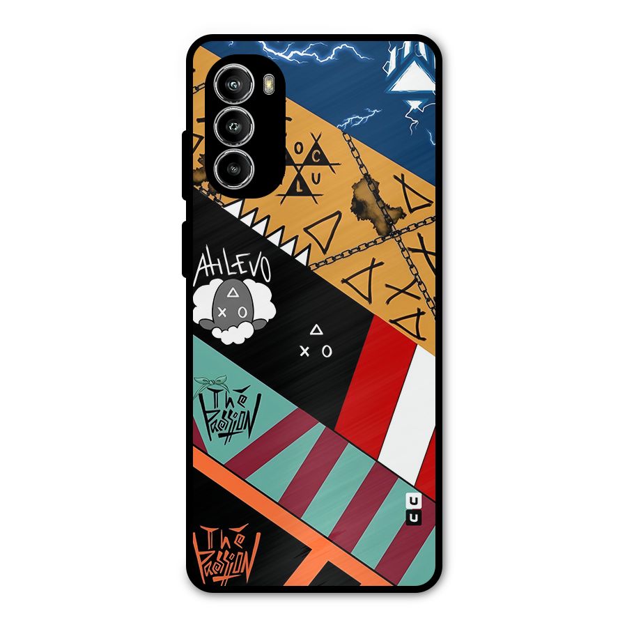 Random Abstracts Art Slant Stripes Metal Back Case for Moto G52