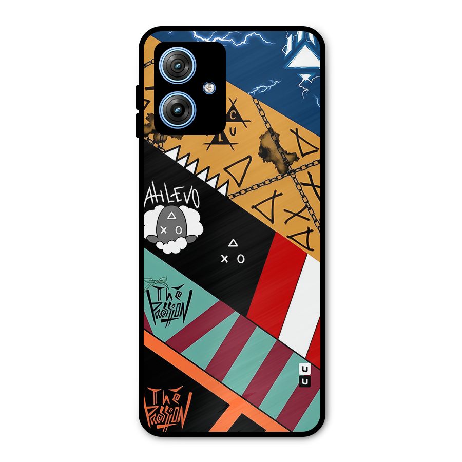 Random Abstracts Art Slant Stripes Metal Back Case for Moto G54