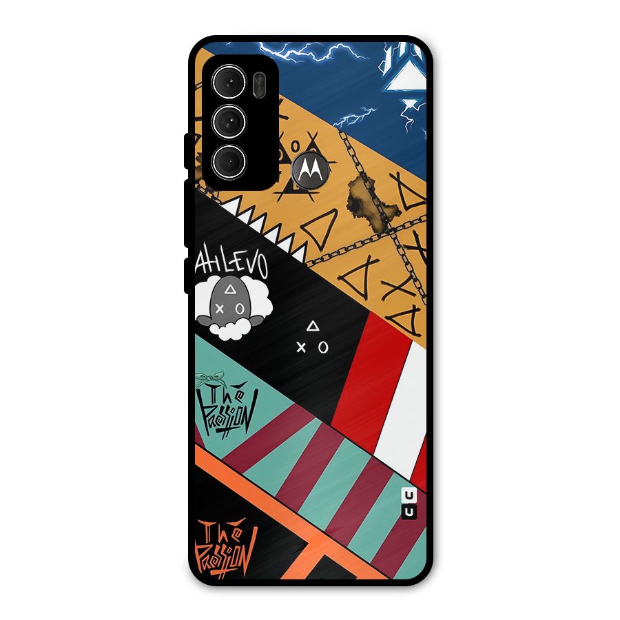 Random Abstracts Art Slant Stripes Metal Back Case for Moto G60