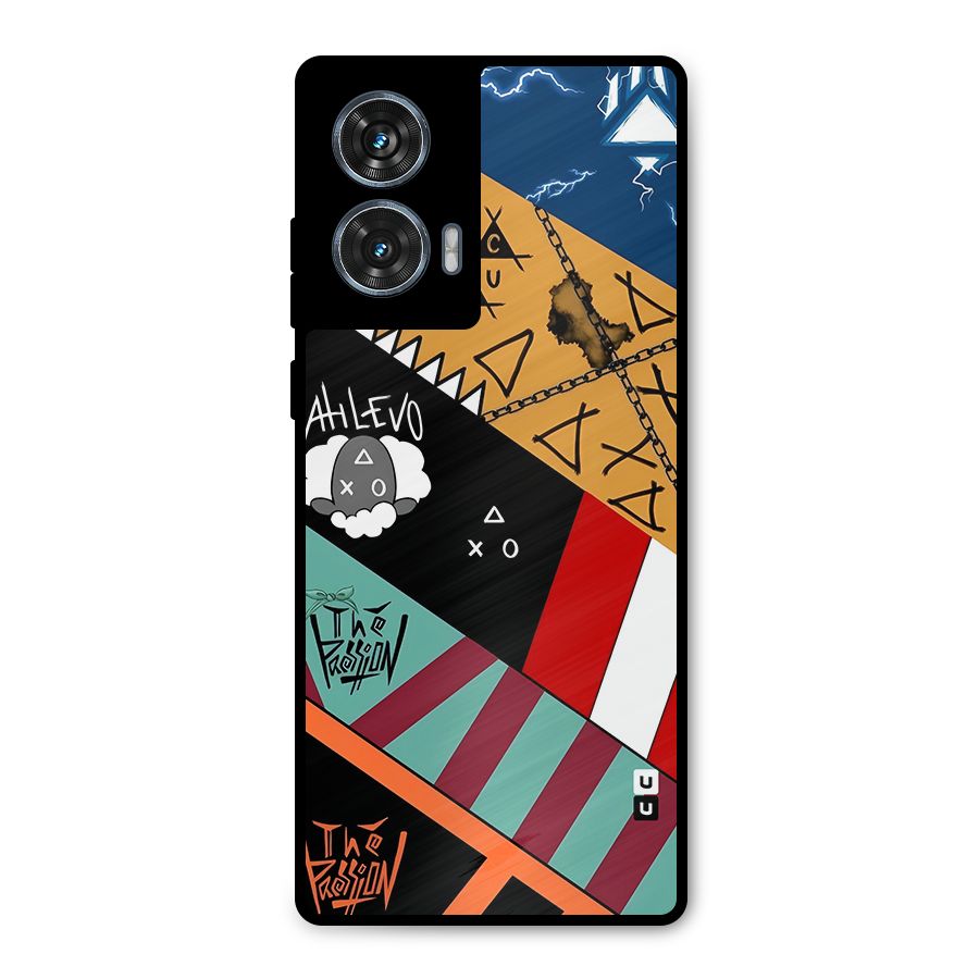 Random Abstracts Art Slant Stripes Metal Back Case for Motorola Edge 50 Fusion