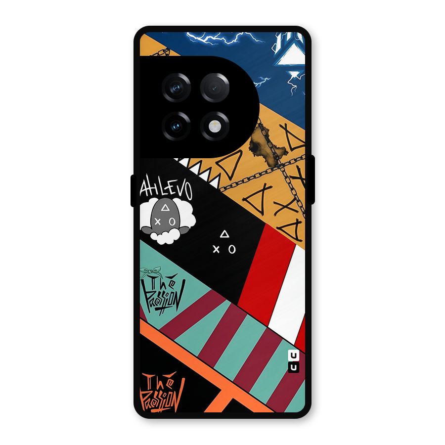 Random Abstracts Art Slant Stripes Metal Back Case for OnePlus 11R