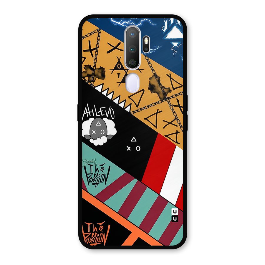 Random Abstracts Art Slant Stripes Metal Back Case for Oppo A9 (2020)