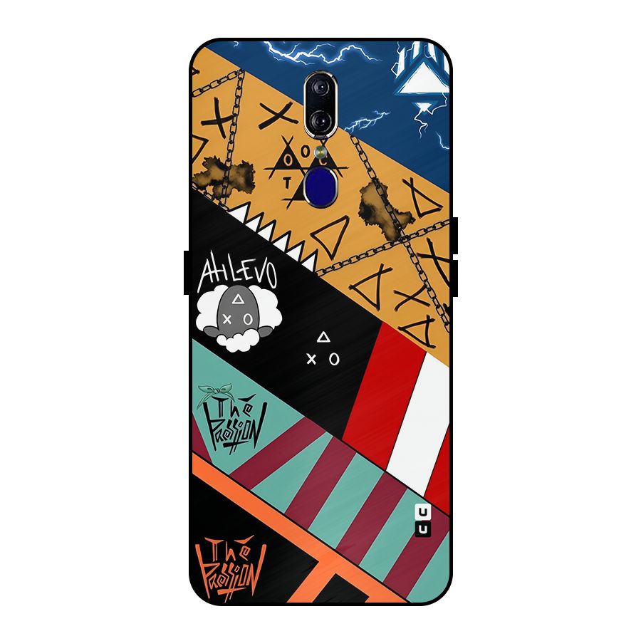 Random Abstracts Art Slant Stripes Metal Back Case for Oppo F11
