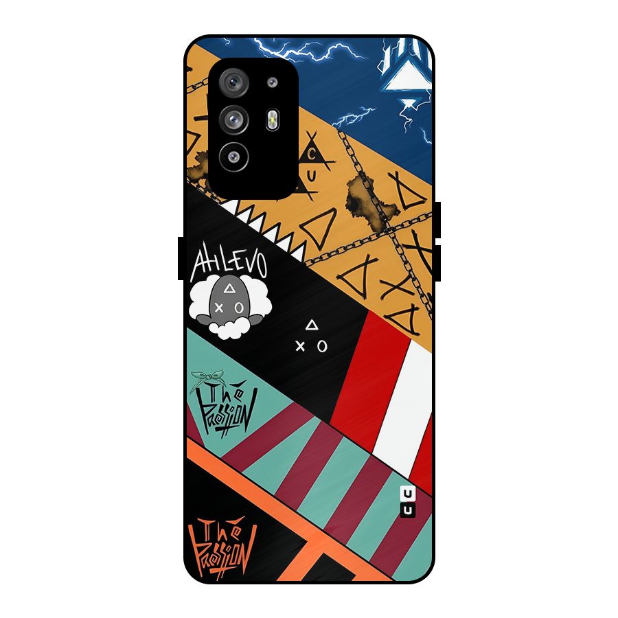 Random Abstracts Art Slant Stripes Metal Back Case for Oppo F19 Pro Plus 5G